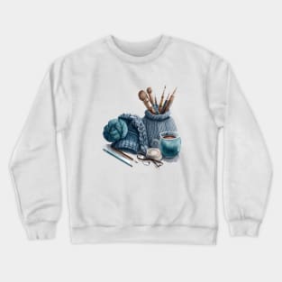 Cozy Knitting Tools & Coffee Crewneck Sweatshirt